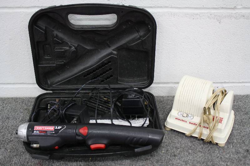 lot 130 image: Craftsman Cordless Screw Driver and Knife sharpener