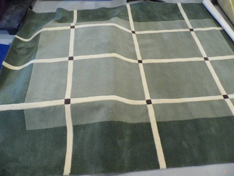 Wool Rug - Green Squares