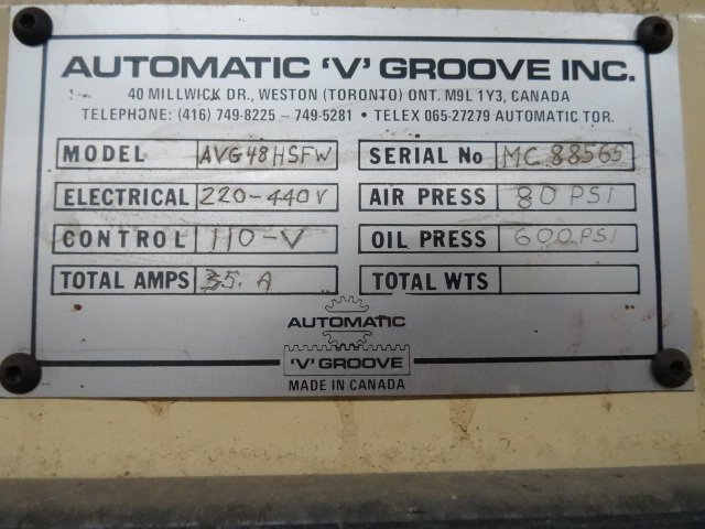 Automatic V Groove Inc Model AVG48HSFW