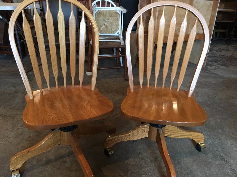 Pair of Oak Swival Office Chairs