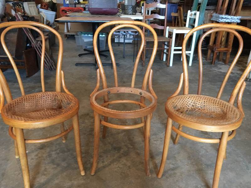 Three Vintage Wood Chairs