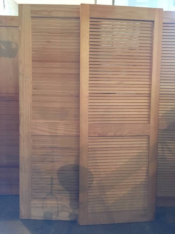 Two Hardwood Louvered Panels