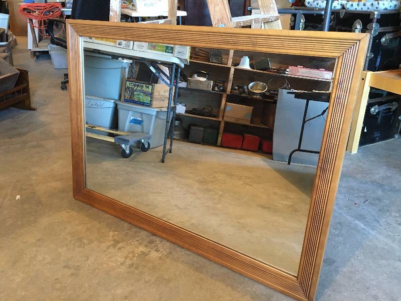 Large Mirror With Wood Frame