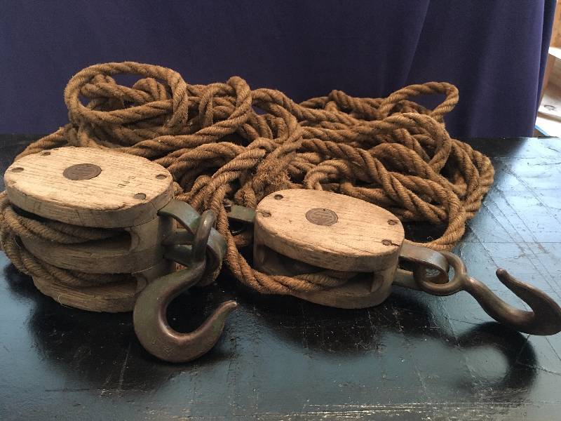 Vintage Block and Tackle With Rope