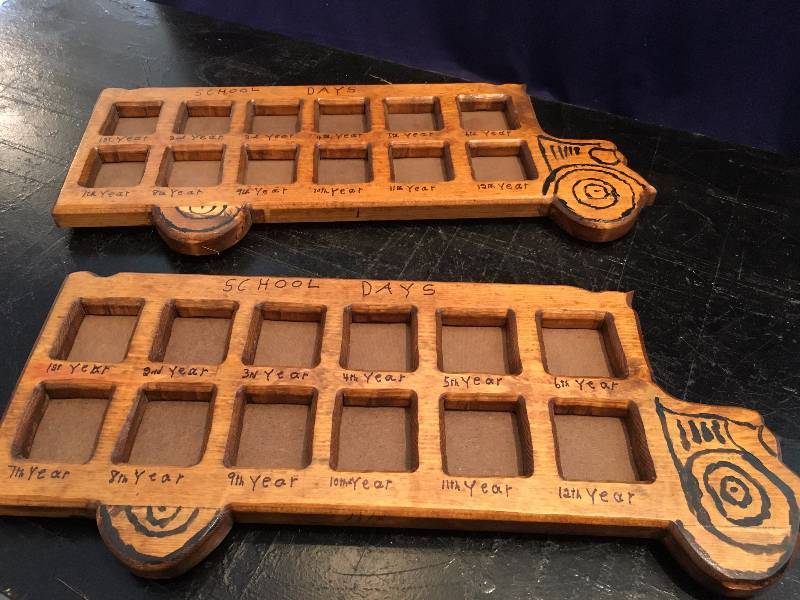 Two Handmade School Bus Frames for 1st to 12th Grade Pictures