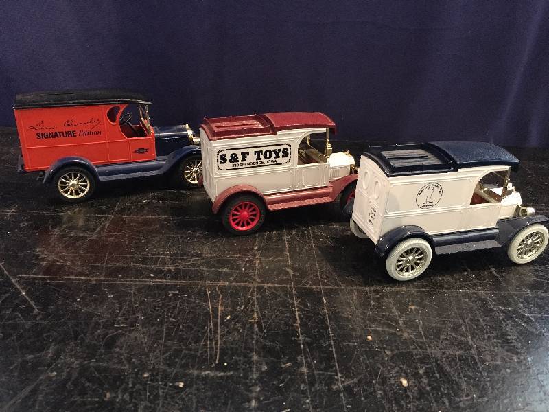 Three Metal Cast Collector Car Piggy Banks