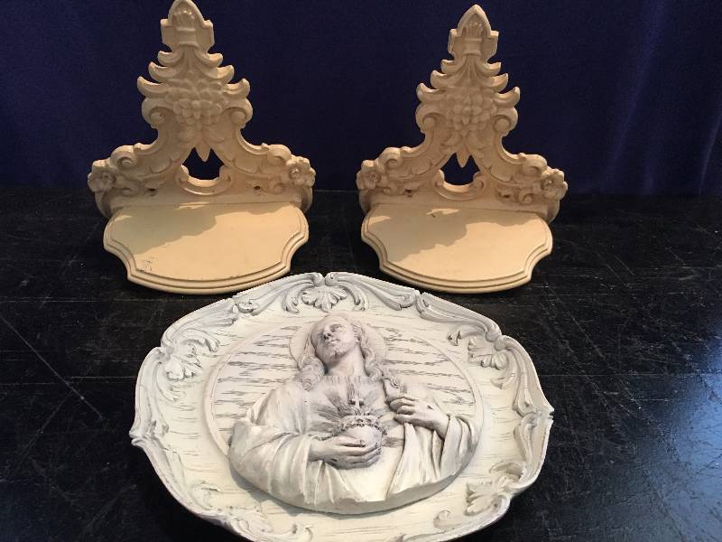 Two Wall Sconces and a Wall Plaque
