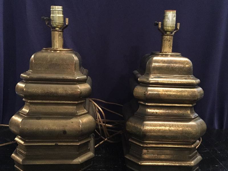 Pair Brass Lamps