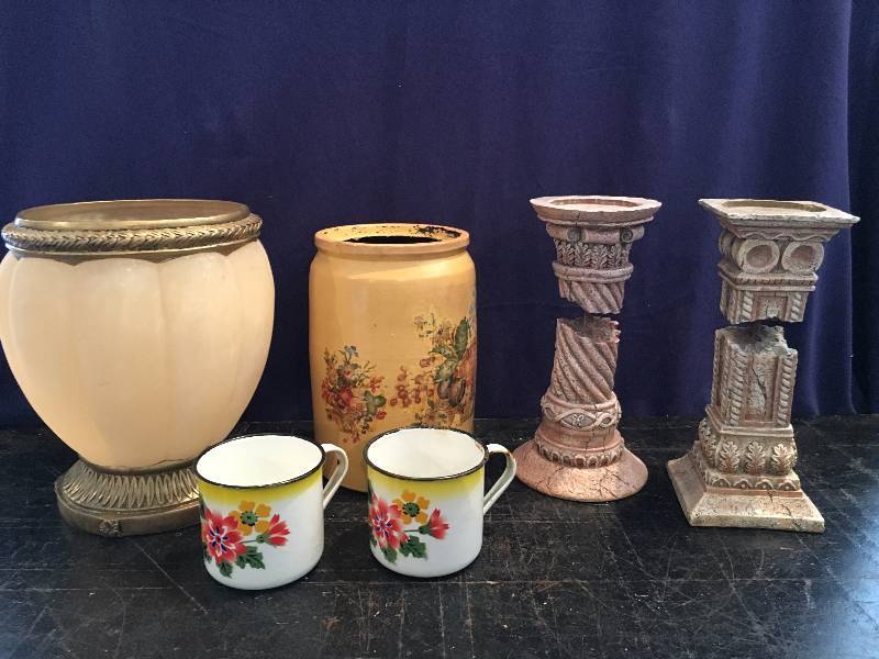 Vintage Cookie Jar & two Coffee Tins Plus More