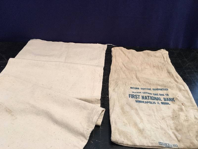 Vintage Bank Money Bag and Flour Sack