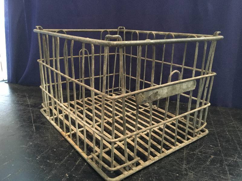 Vintage Metal Milk Crate