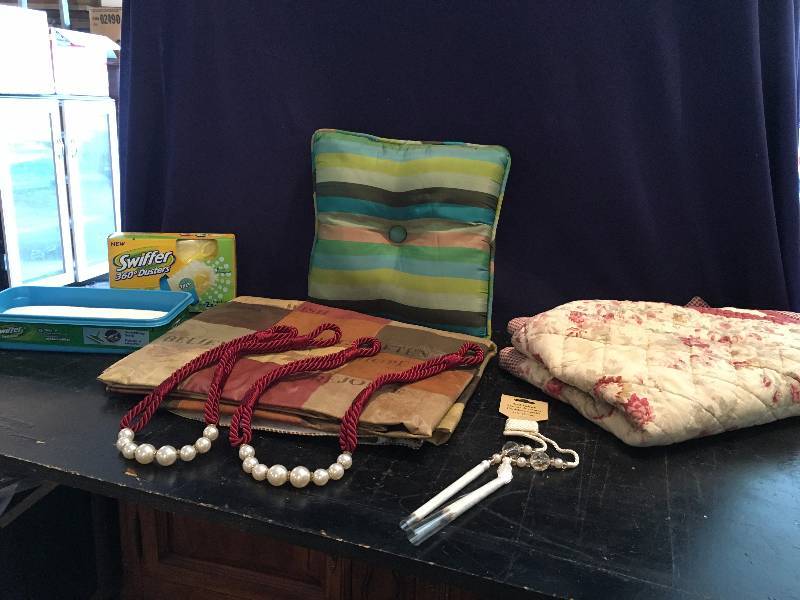 Curtin Tie Backs, Vinyl table Cover, Pillow Shams, Etc