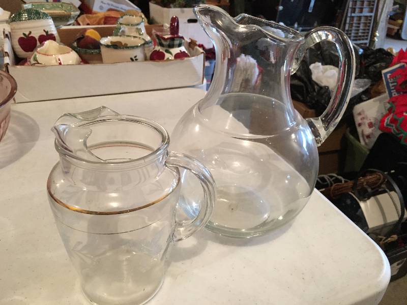 Two Glass Water Pitchers