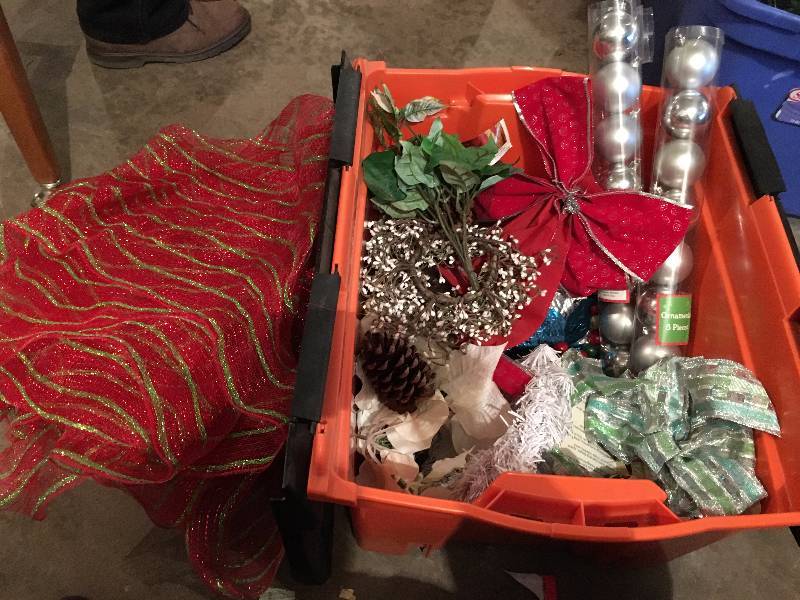 Box Full of Christmas Decorating Stuff