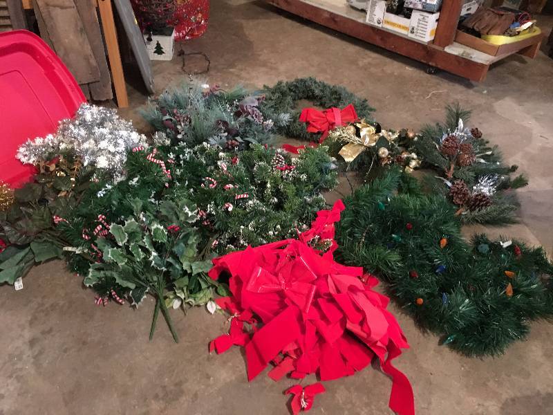 Large Group of Christmas Garland and Wreaths