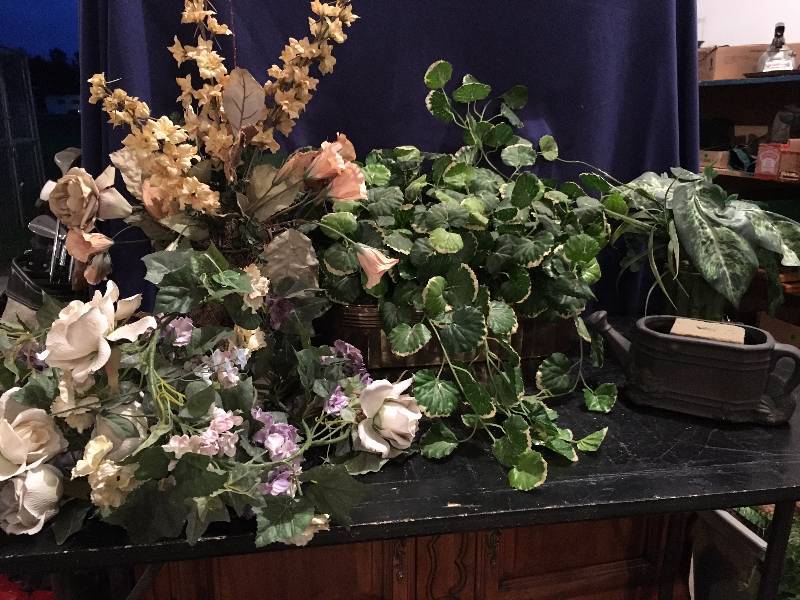 Silk Flowers and Greenery Already in Containers and Arranged