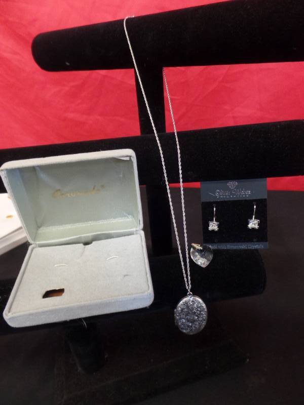 Locket, Pendant and Earrings