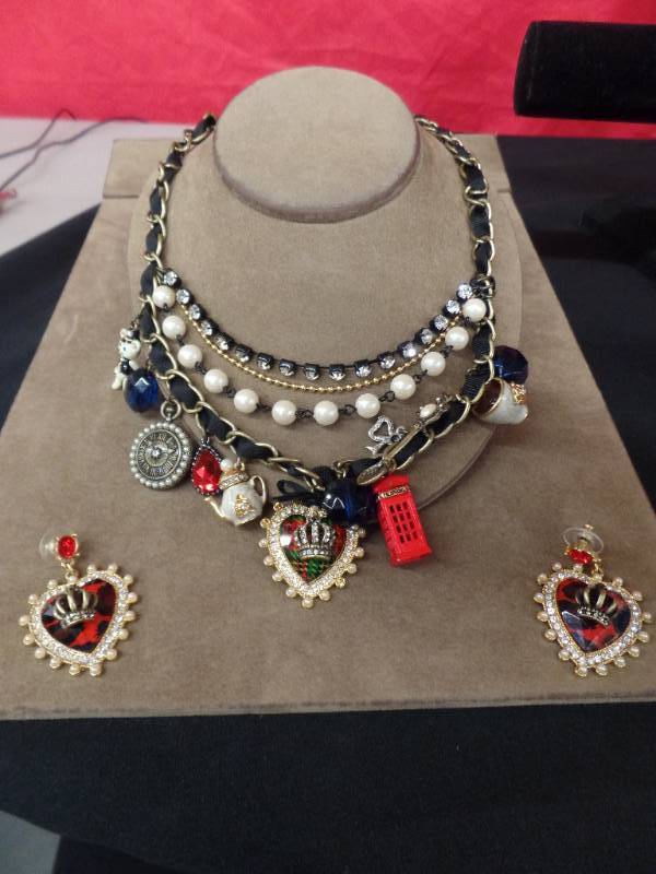 England Themed Charm Necklace, Matching Earrings.