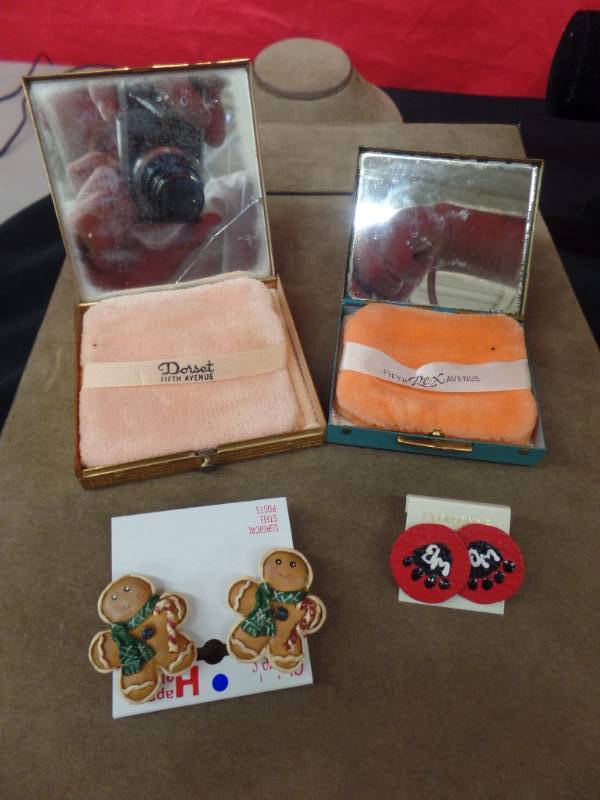 Vintage Compacts and Earrings