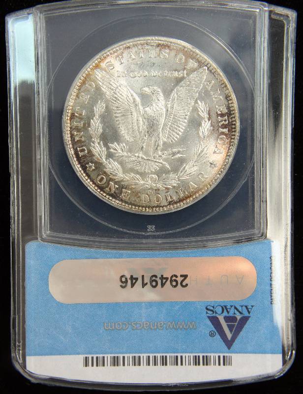 1882-CC CARSON CITY MORGAN SILVER DOLLAR CERTIFIED MS63 ANACS NICELY TONED