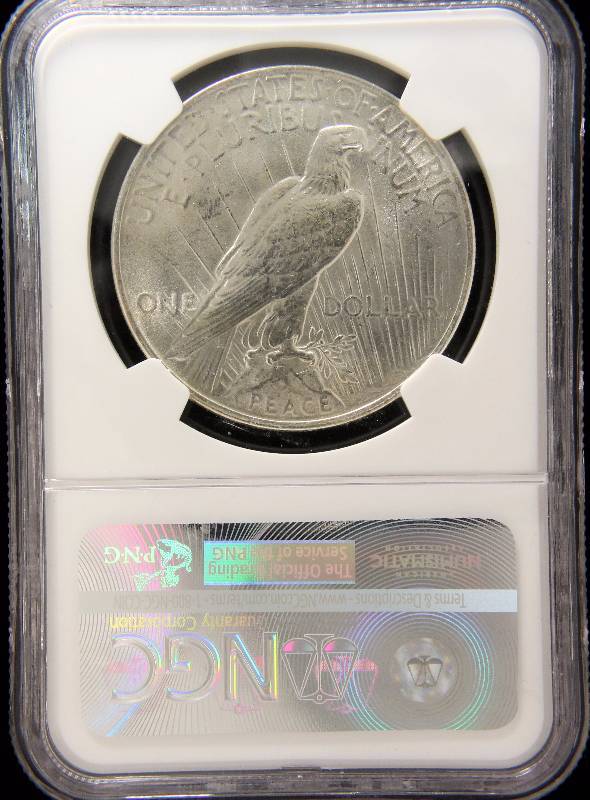1922 PEACE SILVER DOLLAR CERTIFIED MS62 NGC
