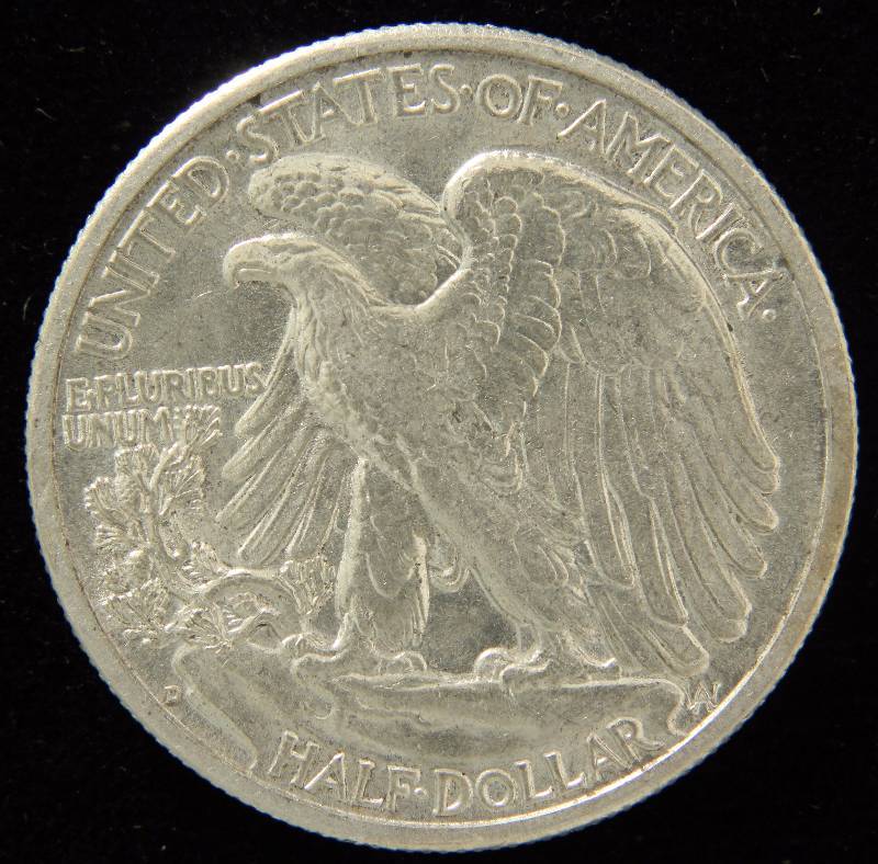 1942-D WALKING LIBERTY SILVER HALF DOLLAR AU (MUCH BETTER LOOKING IN HAND)