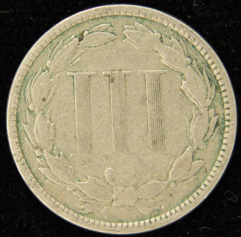 1872 THREE CENT NICKEL VG-FINE