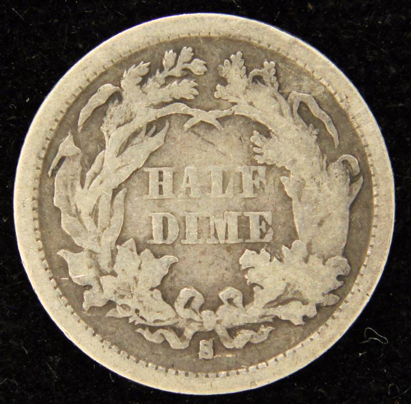1872-S US SEATED SILVER HALF DIME VG