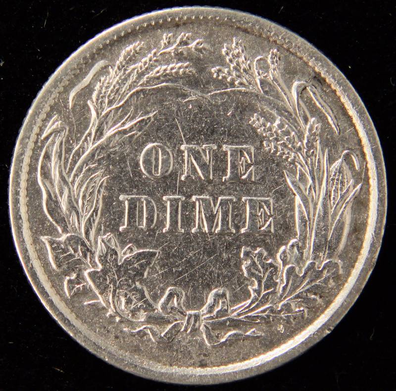 1898 BARBER SILVER DIME VF DETAILS CLEANED (COIN LOOKS AU IN HAND)