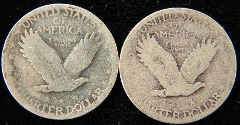 GROUP OF 2 STANDING LIBERTY SILVER QUARTERS 1925 & 1928