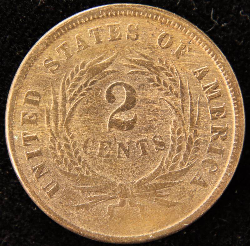1864 US TWO CENT PIECE VG