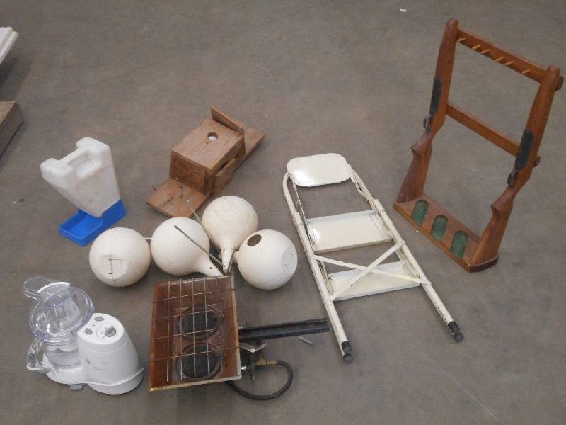 Lot Of Step Stool, LP Heater, Bird...