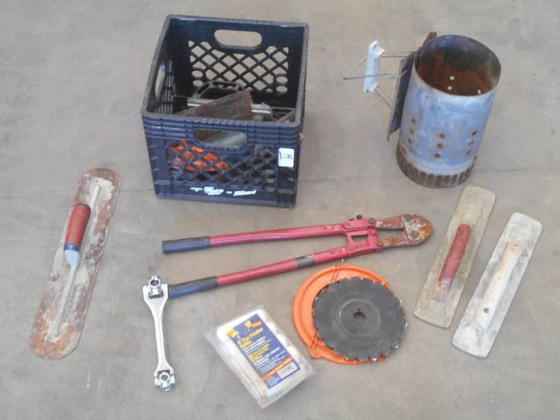 lot 19 image: Crate Of Assorted Hand Tools, Bolt ...