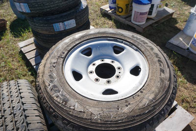 lot 16 image: Set of 3 Truck Tires and Rims