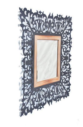 lot 35 image: River of Goods Black Fretwork Scroll Mirror
