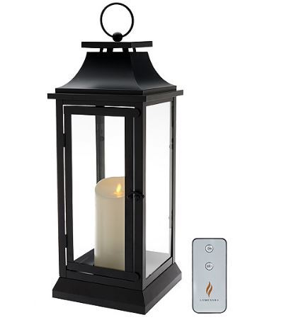 lot 134 image: Luminara 19 Heritage Indoor Outdoor Lantern with Flameless Candle & Remote - BLACK