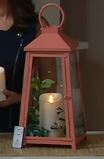 lot 139 image: Luminara 18 Hampton Indoor Outdoor Lantern with Flameless Candle & Remote  - CORAL