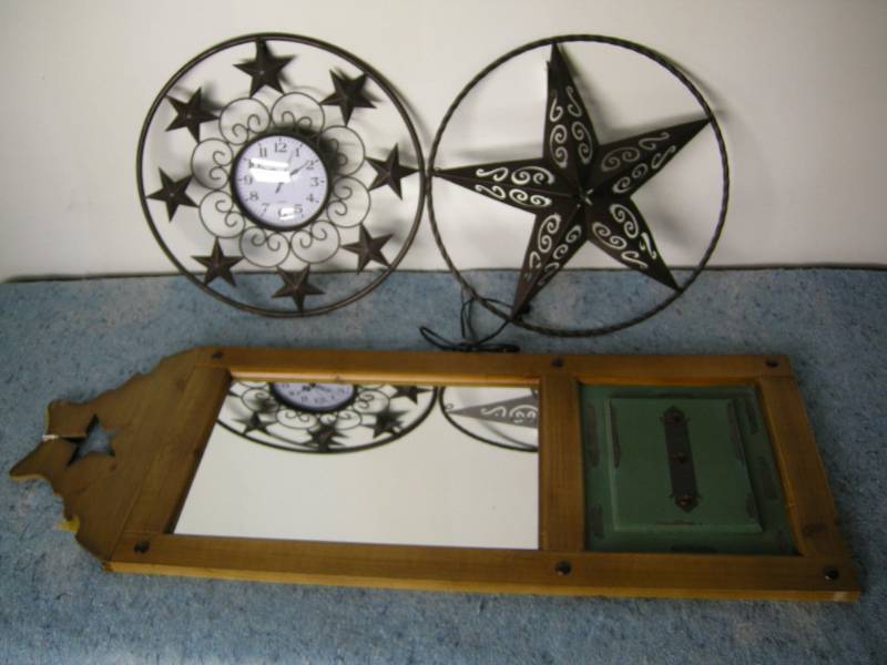 Star Mirror, Wall Clock, and Light