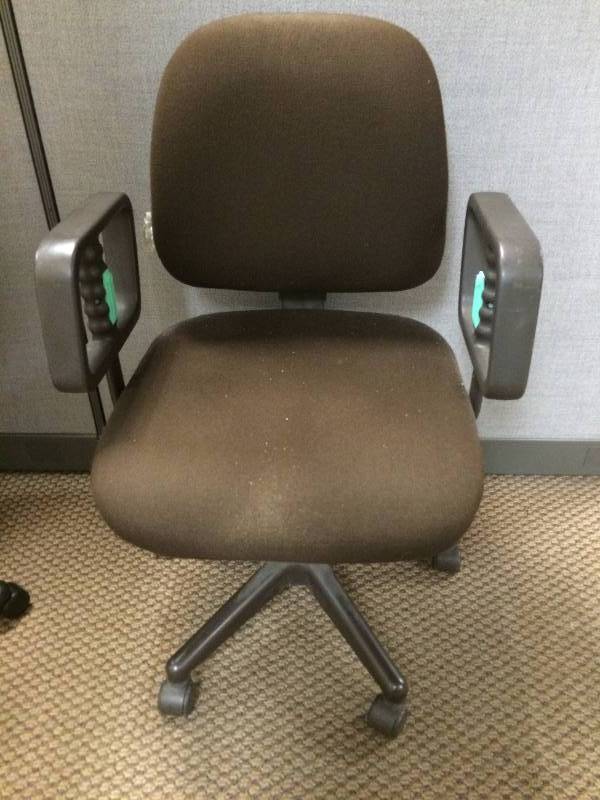 We Just Had To Offer This Fun Retro Rolling Swivel Office Chair - Looks To Be In Great Shape With The Exception Of Wear To Brown Fabric - Needs some dusting too