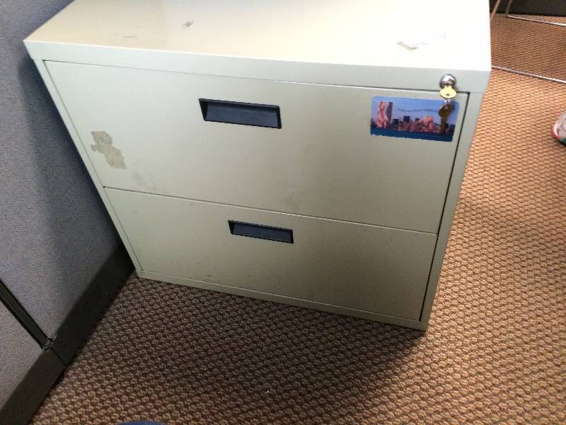2 Drawer Lateral Locking With Key Filing Cabinet - Nice Condition