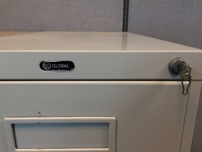 4 Piece Heavy Duty Metal Filing Pieces - Hon & Global 4 Drawer Filing Cabinets - 2 Drawer Filing Cabinet & Metal Shelving - Nice Condition - Global Filing Cabinet Has Key