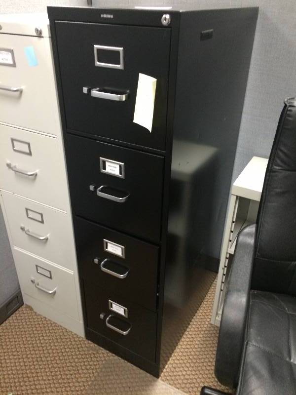 Heavy Duty Quality HON Black 4 Drawer Filing Cabinet - Excellent Condition Except Lock Is Broken