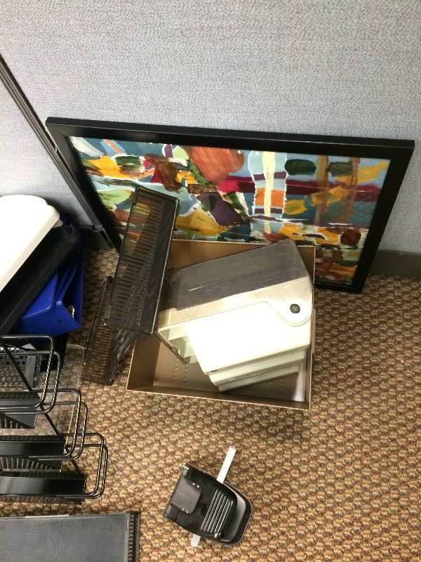 Large Lot of Office Supplies Including Carpet Protector Acryllic Mat - The Mat has some wear but the rest of it is super
