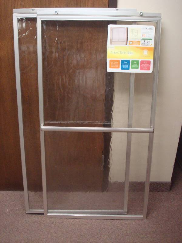 New Sliding Shower Doors, Sterling Deluxe Bath Door, Moraine Glass, 54 38 x 59 38