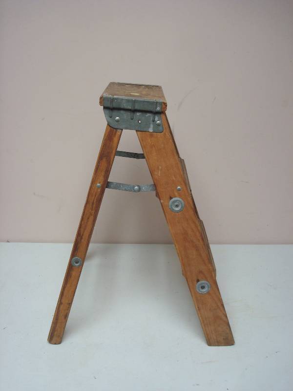 Wood Foot Stool Ladder, Used, Some Wear
