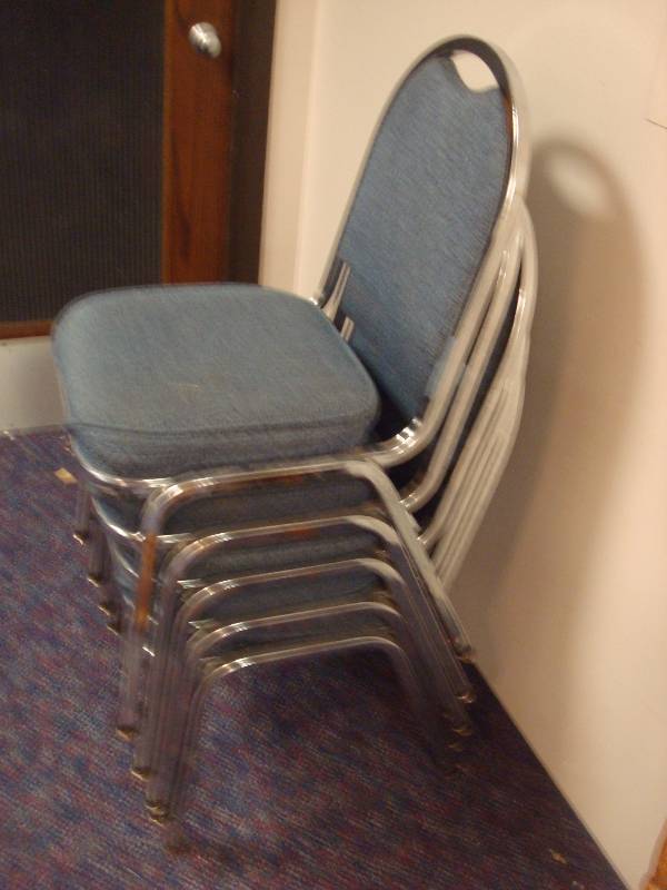 Stack Of Cushioned Chairs, Used, Show Wear