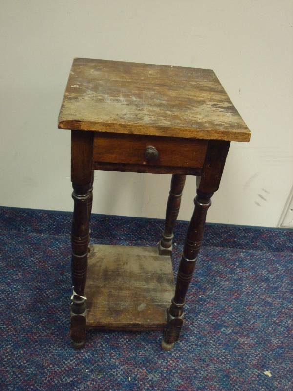 Vintage Slim Wood Table, Lots Of Wear