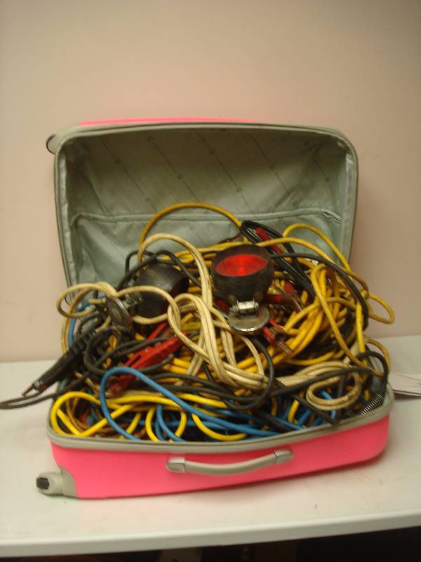 Suit Case With Large Power Cords, Untested, Case Has A Crack