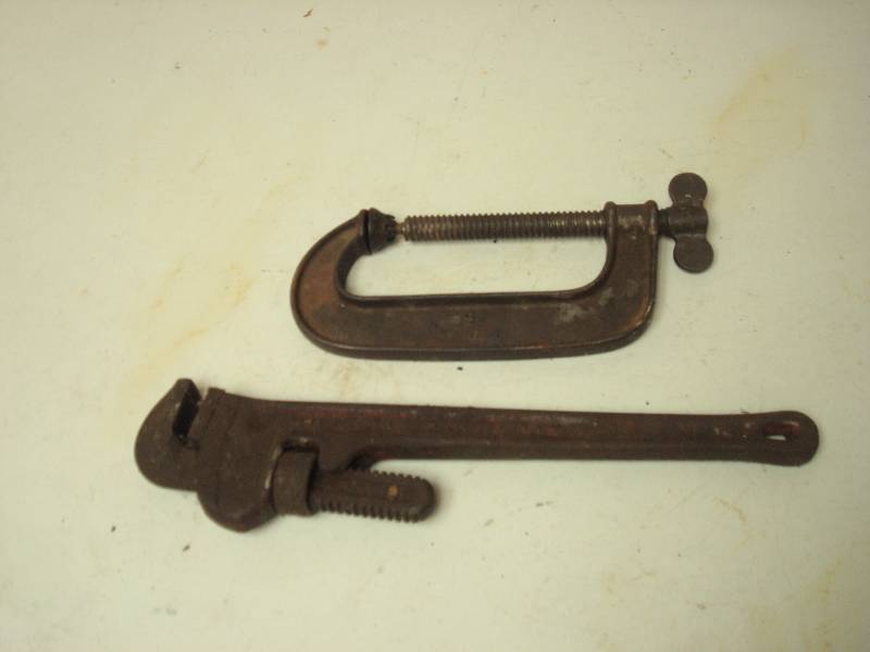 Vintage Clamp And Pipe Wrench