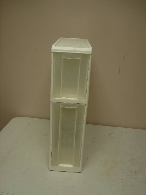Slim White Storage Bin, Used